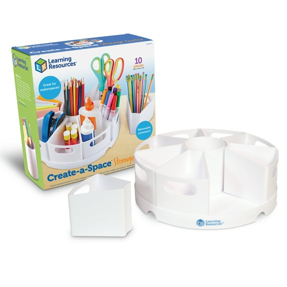 Learning Resources Create-a-Space Storage Center - White, 10 Piece Set Perfect for Home and Classroom Organization