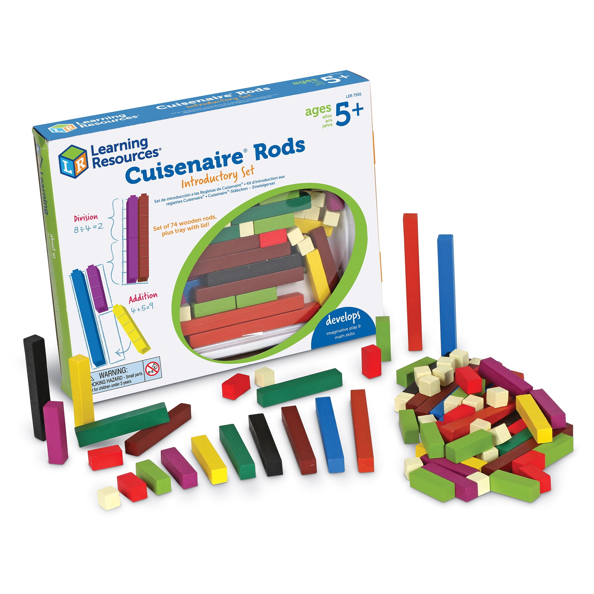 Learning Resources Cuisenaire Rods Introductory Wood Set, Classroom Accessories, Homeschool Supplies, Math Manipulatives, Ages 4, 5, 6+