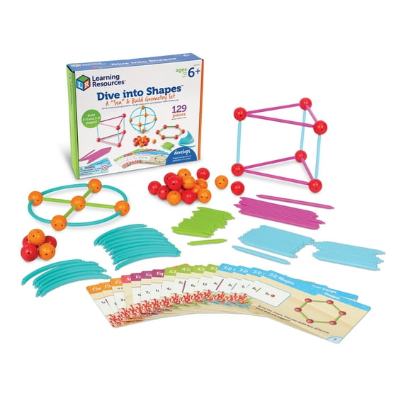 Learning Resources Dive into Shapes! Geometry Set Classroom Game 129 Pieces, Ages 6+