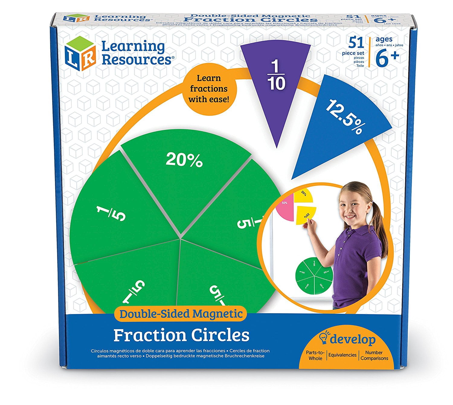 Learning Resources LER1616 Double Sided Magnetic Fraction Circles