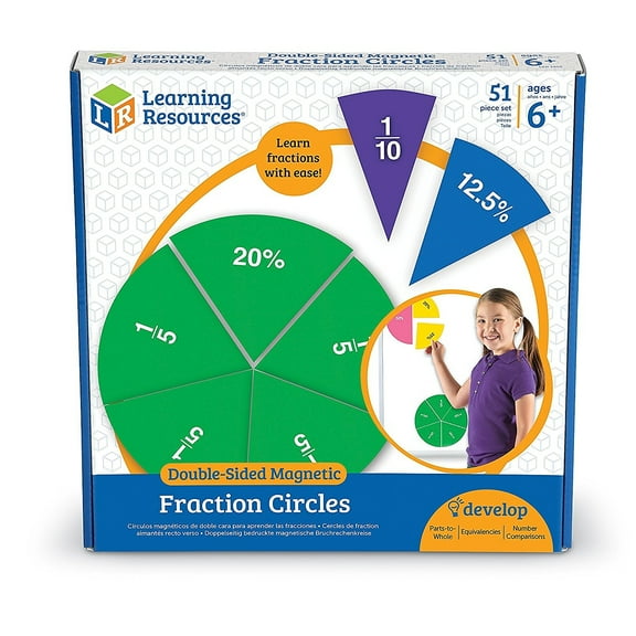 Learning Resources Double-Sided Magnetic Fraction Circles, Math Manipulatives, Ages 6+, LER1616