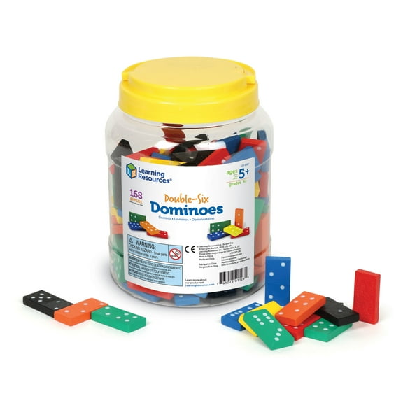Learning Resources Double-Six Dominoes In Bucket, Math Manipulatives, 168 Pieces, Ages 5, 6, 7+