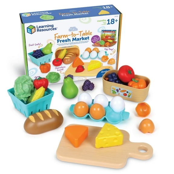 Learning Resources Farm-to-Table Fresh Market Set, Play Food, Kids Kitchen Accessories, Ages 18+ Mos