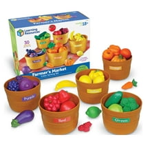 Learning Resources Farmer’s Market Color Sorting Set, Toddler Sorting Toys, Toddler Play Food, Color Sorting Toys For Toddlers, 30 Pieces, Ages 18 Months+