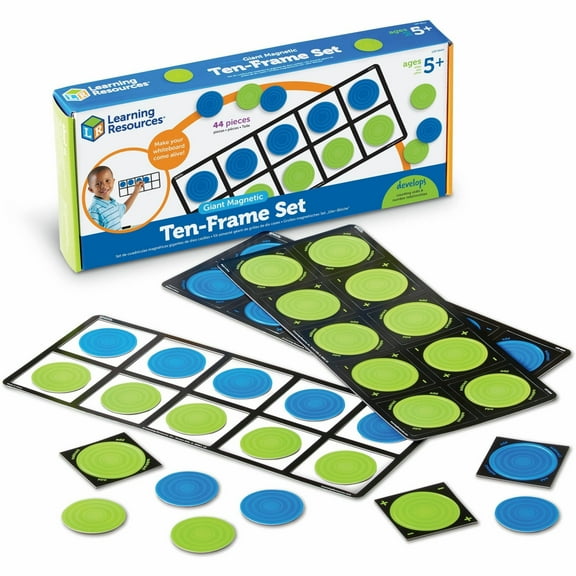 Learning Resources, LRNLER6644, Giant Magnetic Ten-Frame Set, 45 / Set, Multi