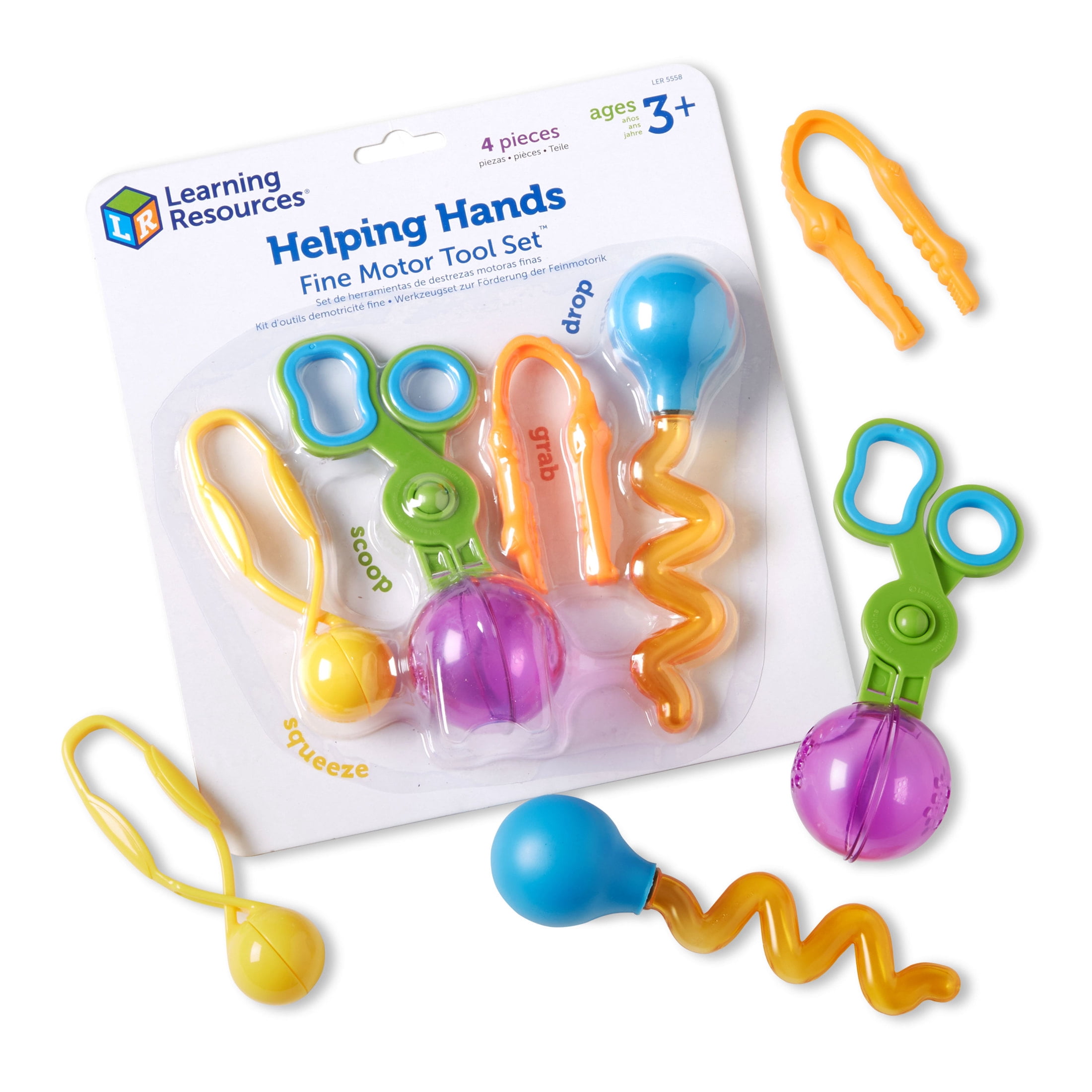 Learning Resources Helping Hands Fine Motor Tool Set Sensory Toy Preschool Toys Girls and boys 4 Pieces Ages 3 Walmart