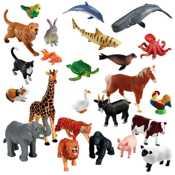 Learning Resources Jumbo Animals Including Pets, Jungle Animals, Farm Animals and Ocean Animals - 24 Pieces