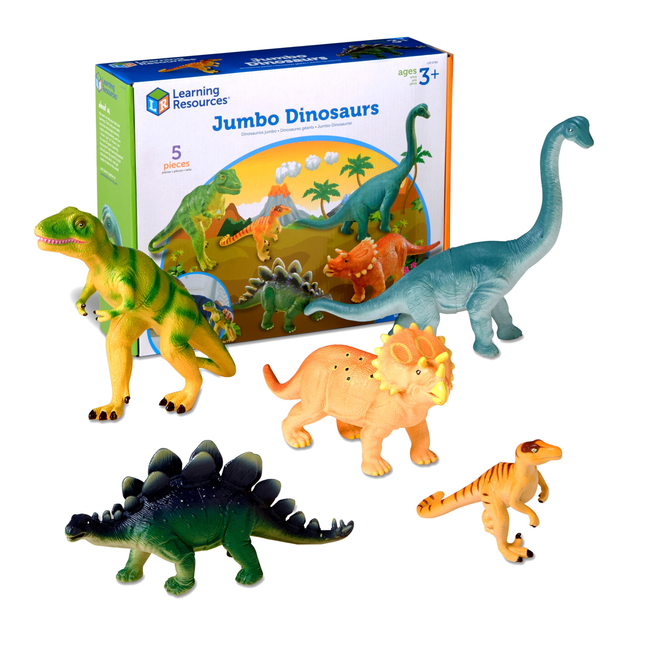 Learning Resources Jumbo Dinosaurs Set 1, Toddler Outdoor Toys, Animal Figurines, Ages 3+