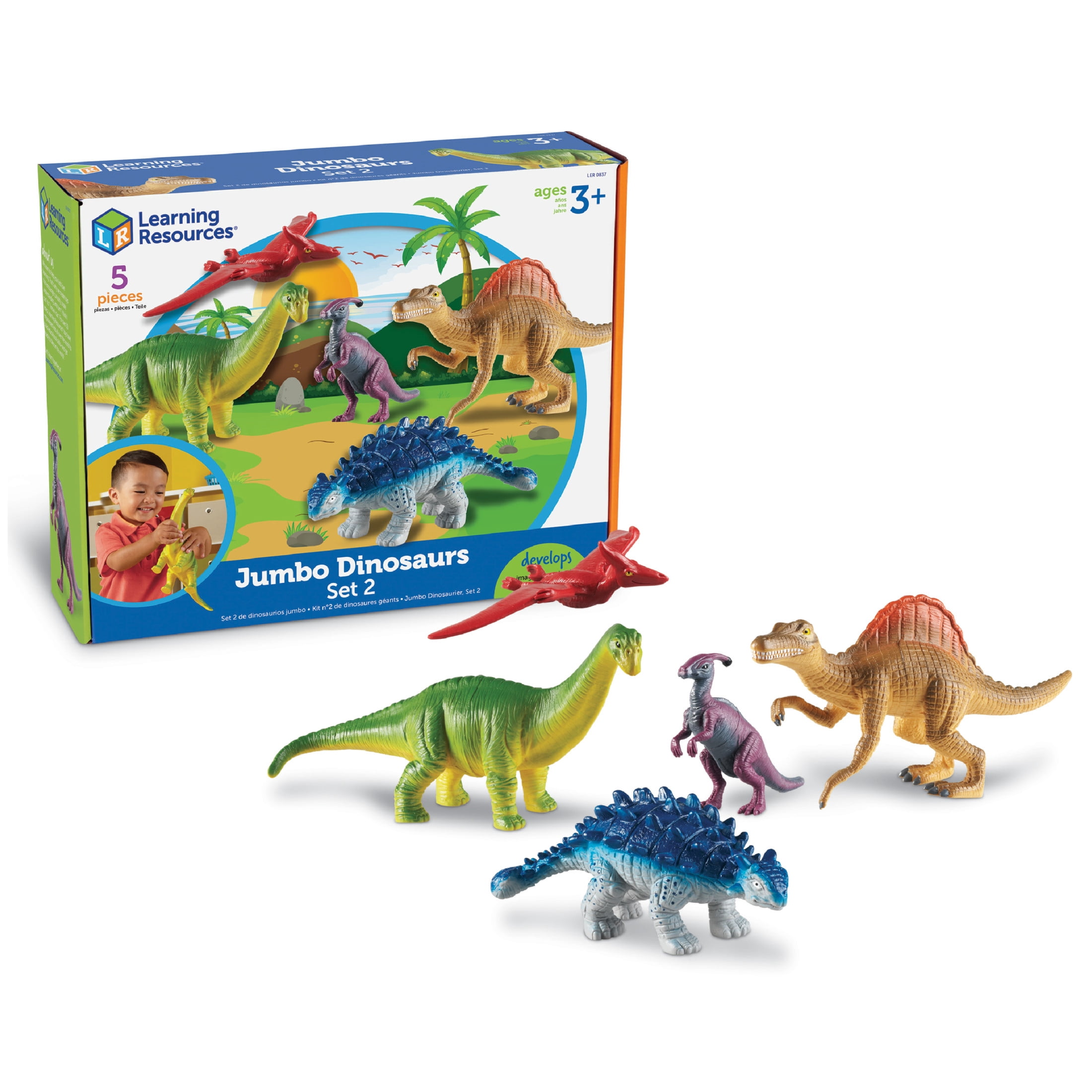 Learning Resources Jumbo Dinosaurs Set 2, Toddler Outdoor Toys, Animal Figurines, Ages 3+