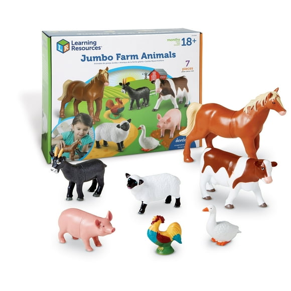 Learning Resources Jumbo Farm Animals, Horse, Cow, Sheep, Chicken , Figurines, Ages 18 Months +