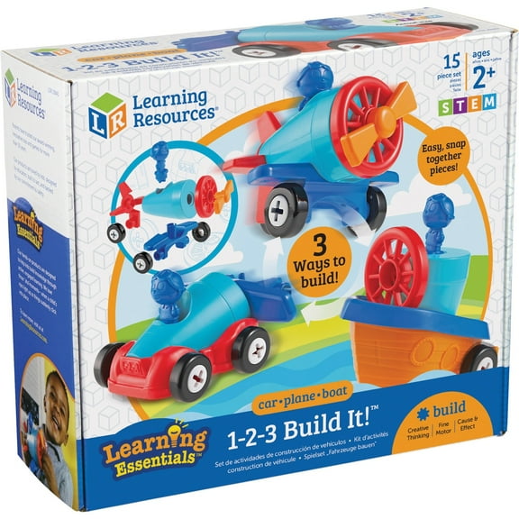 Learning Resources, LRNLER2840, 1-2-3 Build It Car-Plane-Boat, 1 Each, Multi