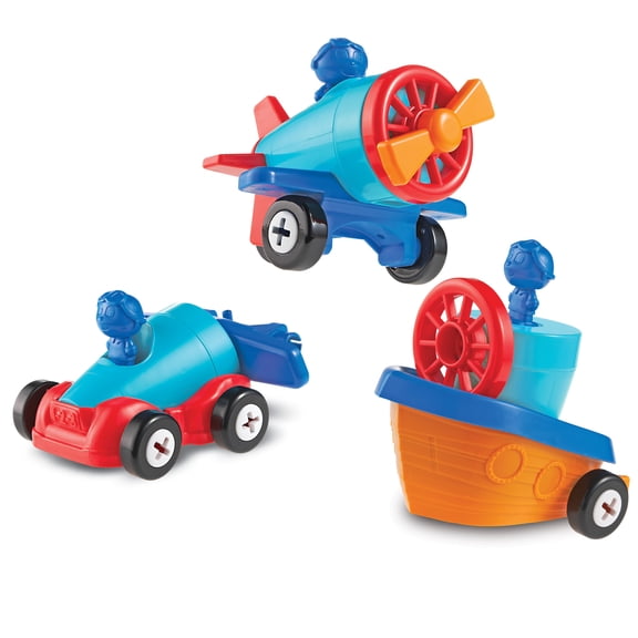 Learning Resources 1-2-3 Build It Car-Plane-Boat, Building Toys, Ages 2+