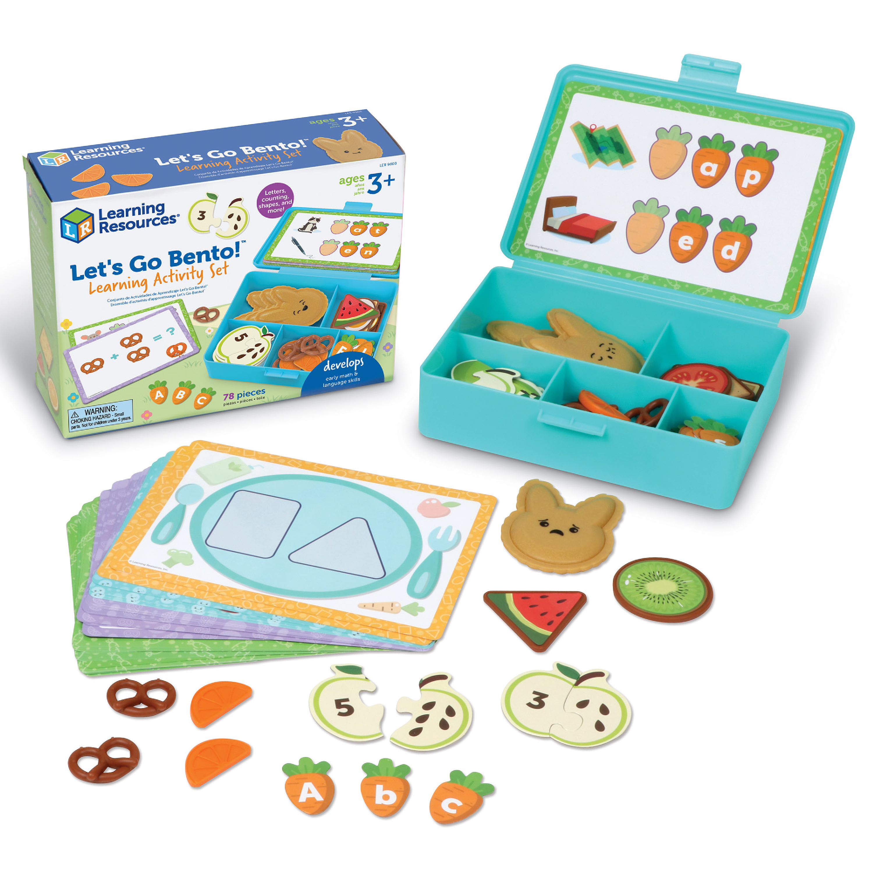 Learning Resources Let's Go Bento! Learning Activity Set - 78 pieces, Bento Box Toy for Boys and Girls Ages 18+ months - image 1 of 8