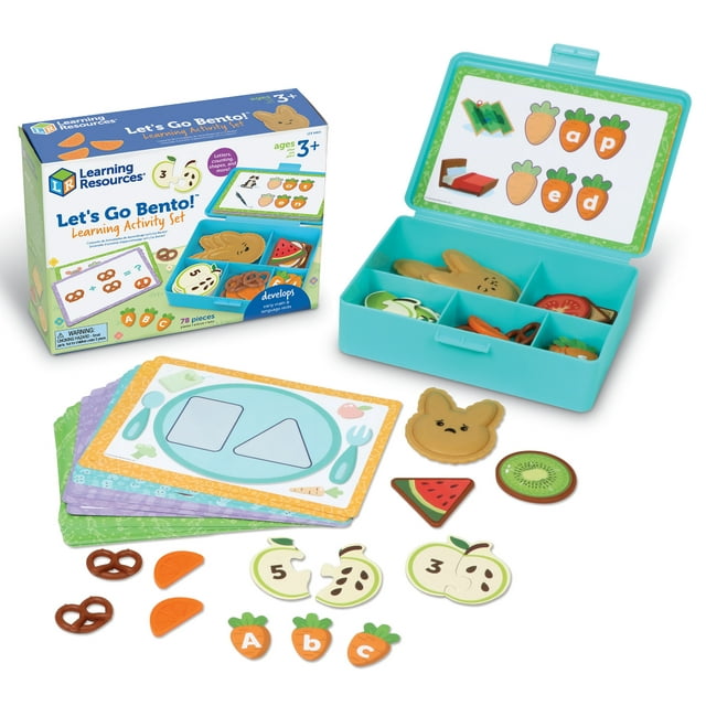 Learning Resources Let's Go Bento! Learning Activity Set - 78 pieces, Bento Box Toy for Boys and Girls Ages 18+ months