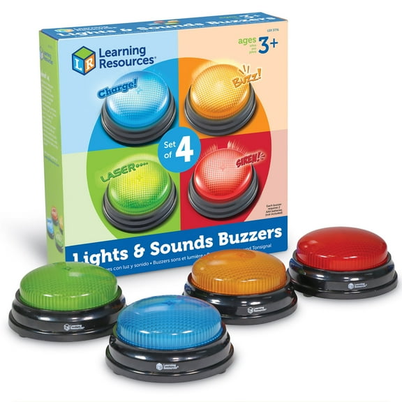 Learning Resources Lights and Sounds Answer Buzzers, Recordable Buttons for Kids, Ages 3+
