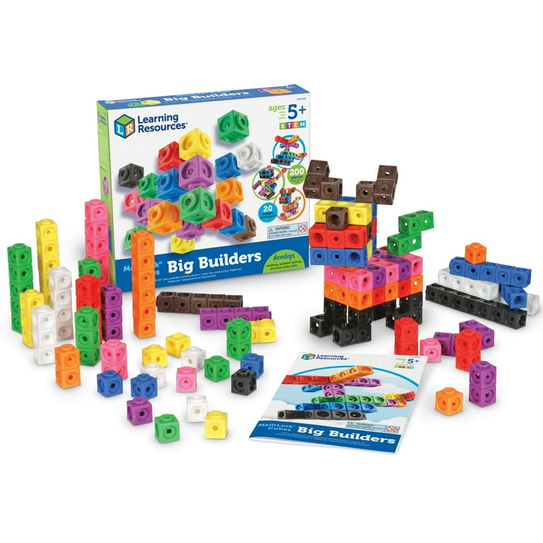 Learning Resources MathLink Cubes Big Builders 200 Pieces Boys and Girls Ages 5 Math Manipulatives Engineering Toys