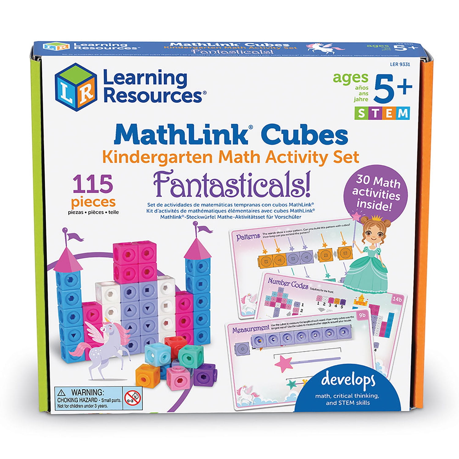 Learning Resources Mathlink Cubes Kindergarten Math Activity Set Fantasticals - 115 pieces, Boys and Girls Ages 5 STEM Activities for Kids, Math Games