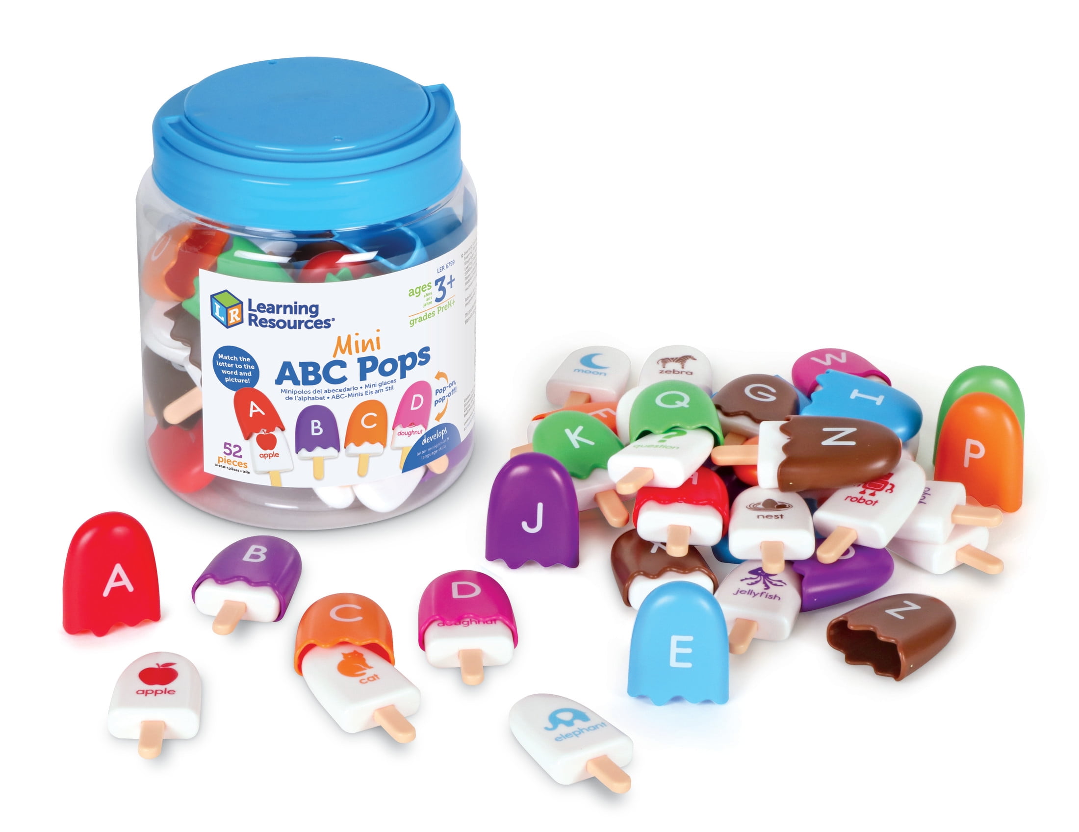 Learning Resources Mini ABC Pops, Vocabulary Words, Alphabet, Fine Motor Skills Toys, Toddler Learning Toys, Preschool Learning Activities, Kids Easter Gifts, Ages 3+,52 Pieces