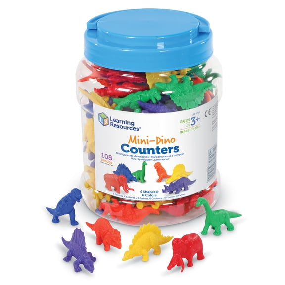 Learning Resources Mini-Dino Counters - 108 Pieces, boys and Girls Ages 3+ Toddler Learning Toys, Dinosaurs for Toddlers,