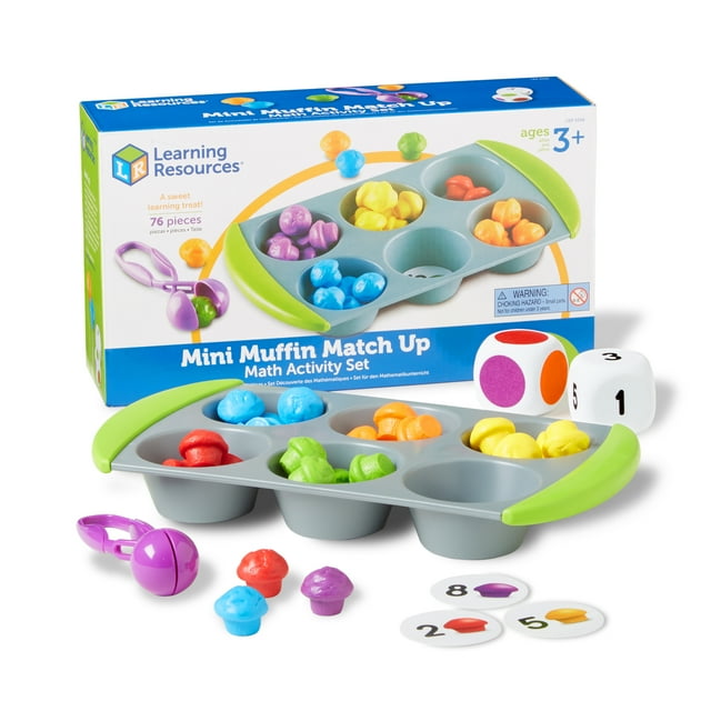 Learning Resources Mini Muffin Match Up Counting Toy Set, Color Sorting, 76 Pieces, Ages 3