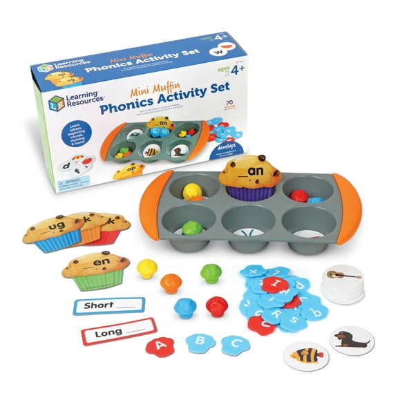 Learning Resources Mini Muffin Phonics Activity Set, 70 Pieces, Ages 4+, Preschool Learning Activities