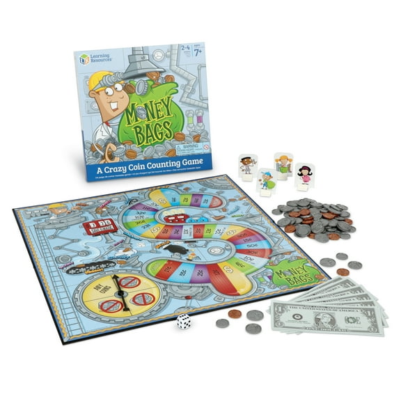 Learning Resources Money Bags Coin Value Game  Classic  Board, Math Manipulatives Ages 7+