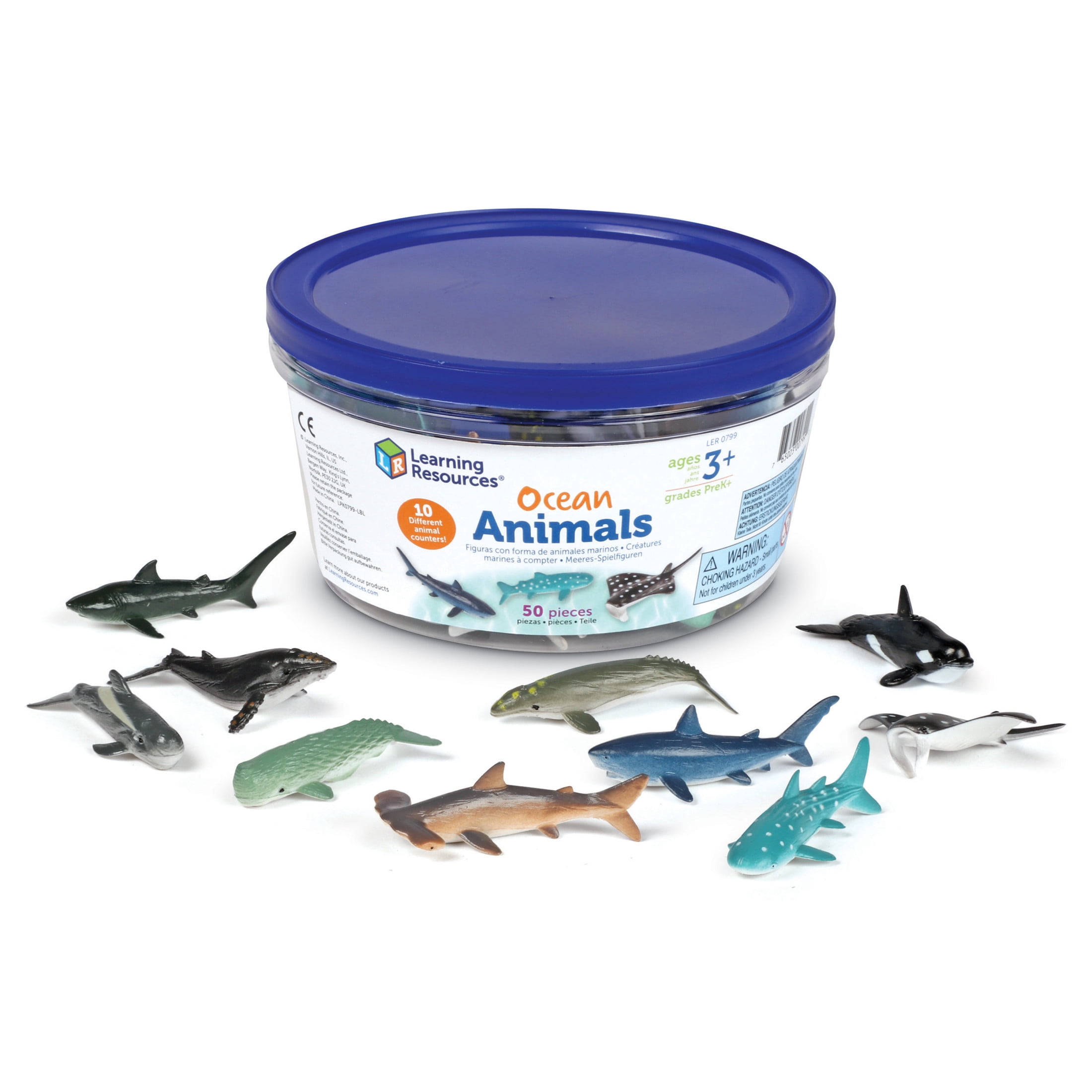Learning Resources Ocean Animals, Counters, Imaginative Play, Set of 50 Different Ocean Animals, 50 Pieces, Ages 3+