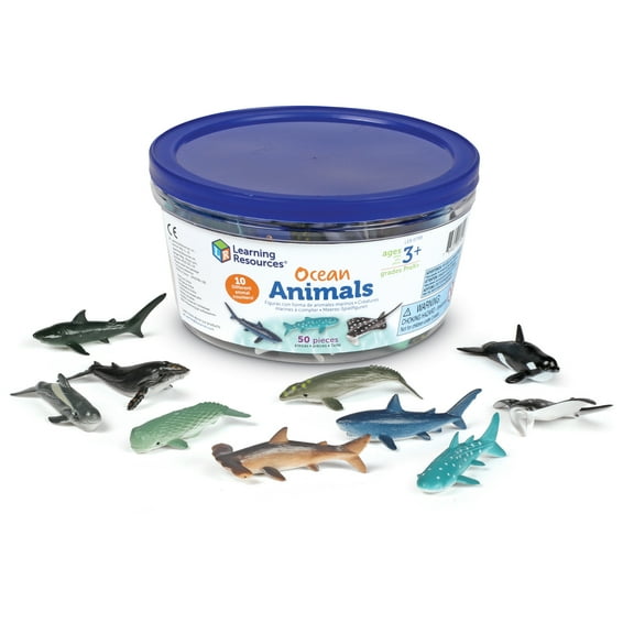 Learning Resources Ocean Animals, Counters, Imaginative Play, Set of 50 Different Ocean Animals, 50 Pieces, Ages 3+