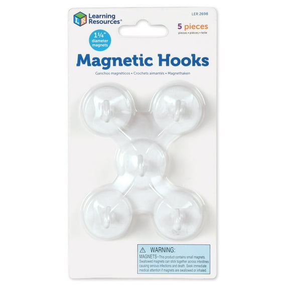 Learning Resources Original Magnetic Hooks, Classroom Supplies, Teacher Accessories, Strong Magnetic Hooks, Set of 5