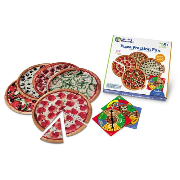 Learning Resources Pizza Fraction Fun Game, 13 Fraction Pizzas, Math Games, 67 Piece Game, Ages 6, 7, 8+