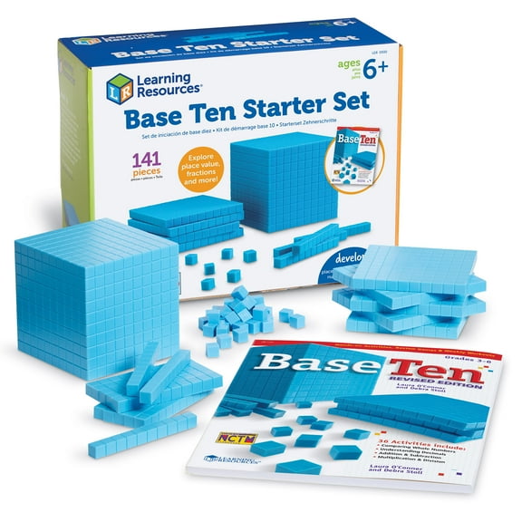Learning Resources Plastic Base Ten Starter Kit, Math Toys, 141 Pieces, Ages 6+