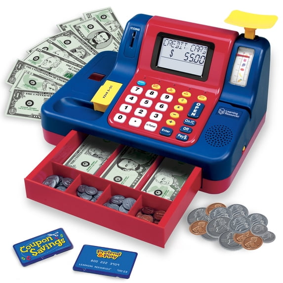 Learning Resources Pretend & Play Teaching Cash Register, Play Money for Kids, Ages 3+