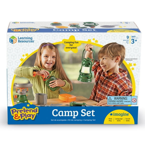 Learning Resources Pretend and Play Camp Set - 9 Pieces, Pretend Play Toys for Boys and Girls Ages 3+