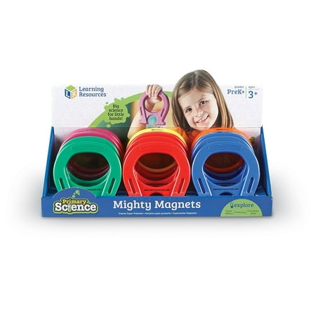 Learning Resources Primary Science Mighty Magnets, Horseshoe Magnets, Assorted Colors, Set of 12