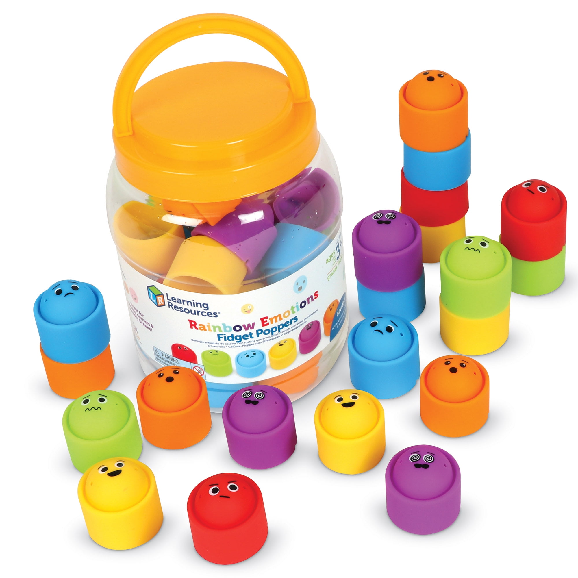 Learning Resources Rainbow Emotion Fidget Poppers Classroom Set, 24 Pieces, Ages 3+