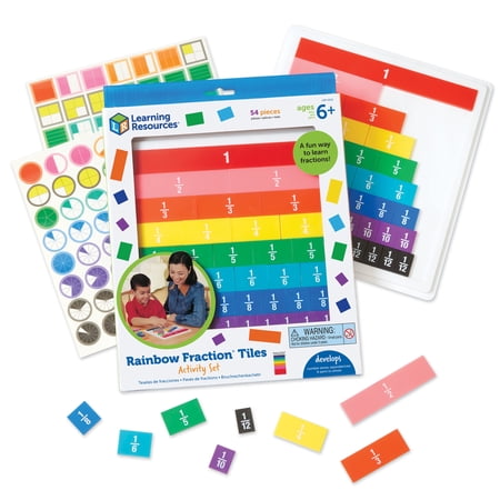 Learning Resources Rainbow Fraction Tiles, Math Manipulatives, 51 Pieces, Ages 7+