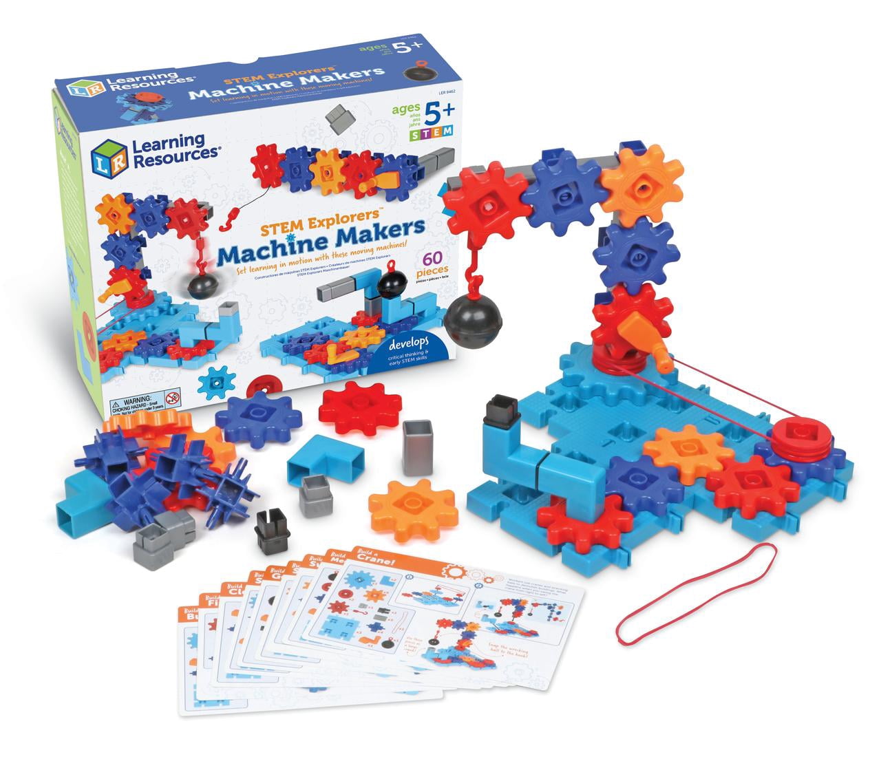 Learning Resources STEM Explorers™ Machine Makers, 60 Pieces, Ages 5+, STEM Toys, STEM Building Toys, STEM Kits, Engineering toys, build it yourself toys