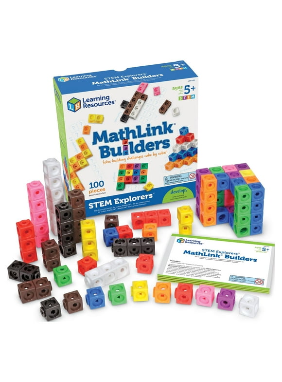 Learning Resources STEM Explorers Mathlink Builders, 100 Pieces, Boys and Girls Ages 5+ STEM Toys for Kids, Math Manipulatives