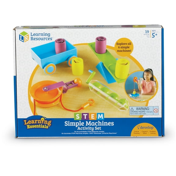 Learning Resources STEM Simple Machines Activity Set -19 Pieces, Boys Girls Ages 5 6 7+ Hands-on Science Activities, STEM Toys