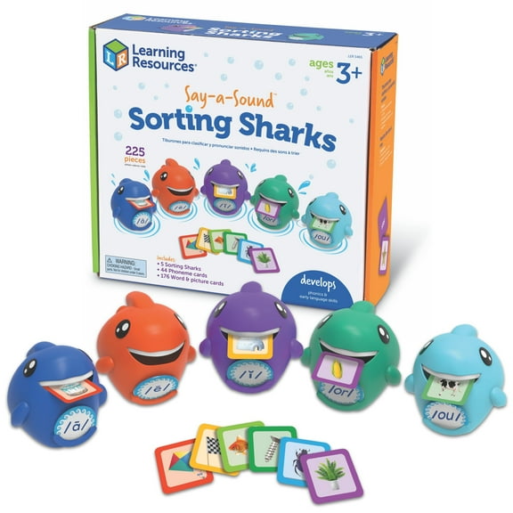 Learning Resources Say-a-Sound Sorting Sharks, Preschool Learning Activities, ABC  Flash Cards, Speech Therapy Toys, Ages 3+, 225 Pieces