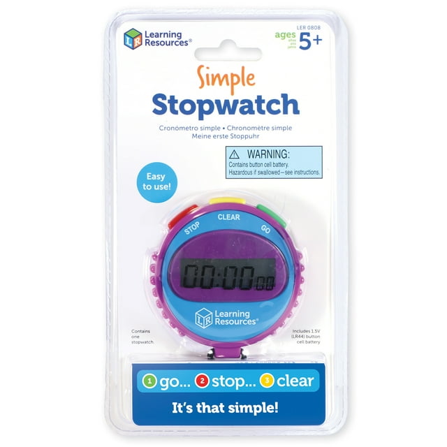 Learning Resources Simple Stopwatch - Easy to Use Stopwatch for Kids Ages 5+