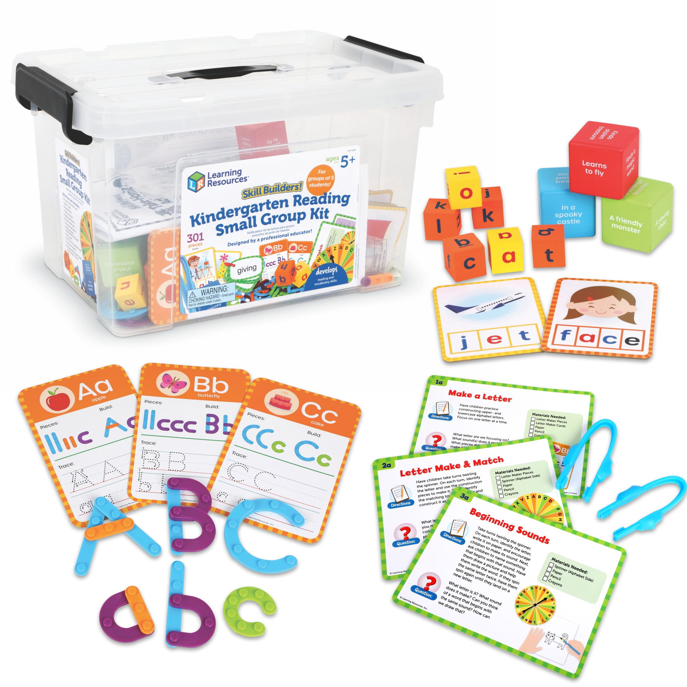 Learning Resources Skill Builders Kindergarten Reading Small Group Kit, Learn to Read Flash Cards, Ages 5+