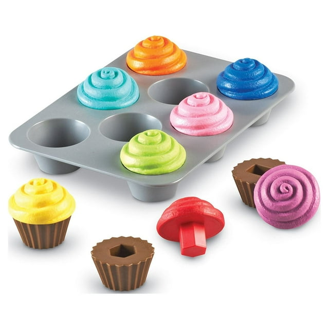 Learning Resources Smart Snacks® Shape Sorting Cupcakes - 9 Pieces, Boys and Girls Ages 2+, Educational Learning, Toddler Learning Toy