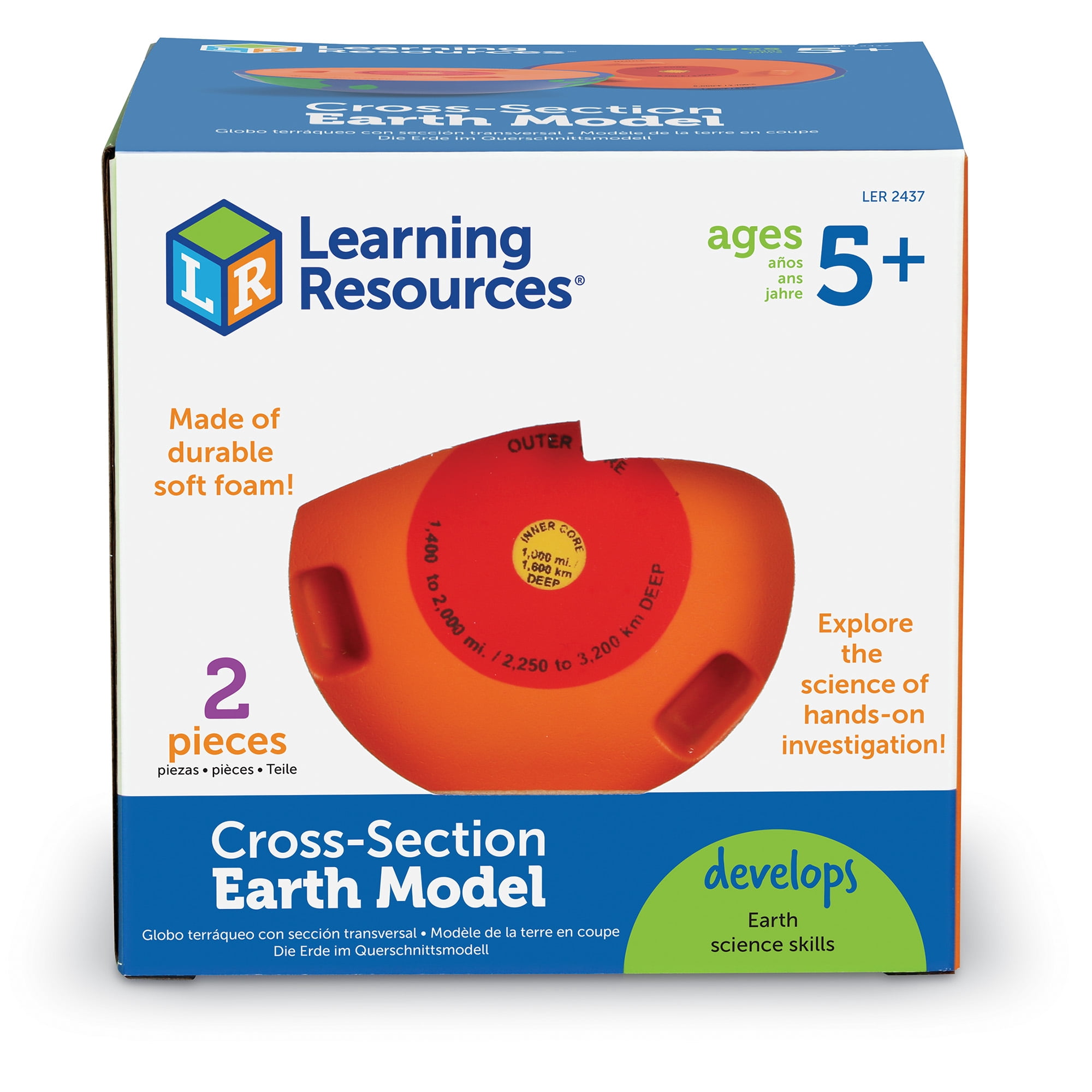 Learning Resources Soft Foam Cross-Section Earth Model - 2 Pieces, Boy Girls Ages 5 6 7+ Earth Exploration Tools, Science Classroom and Homeschools Accessories,