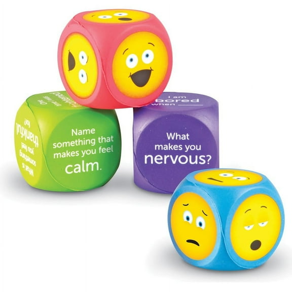 Learning Resources Soft Foam Emoji Cubes - Theme/Subject: Learning - Skill Learning: Social Development, Feeling, Emotion, Language Development, Vocabulary, Thinking, Communication | Bundle of 5 Sets