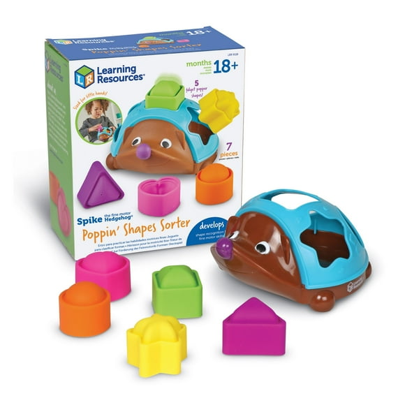 Learning Resources Spike the Fine Motor Hedgehog Poppin' Shapes Sorter, Toddler Learning Toys, Ages 18 Months +