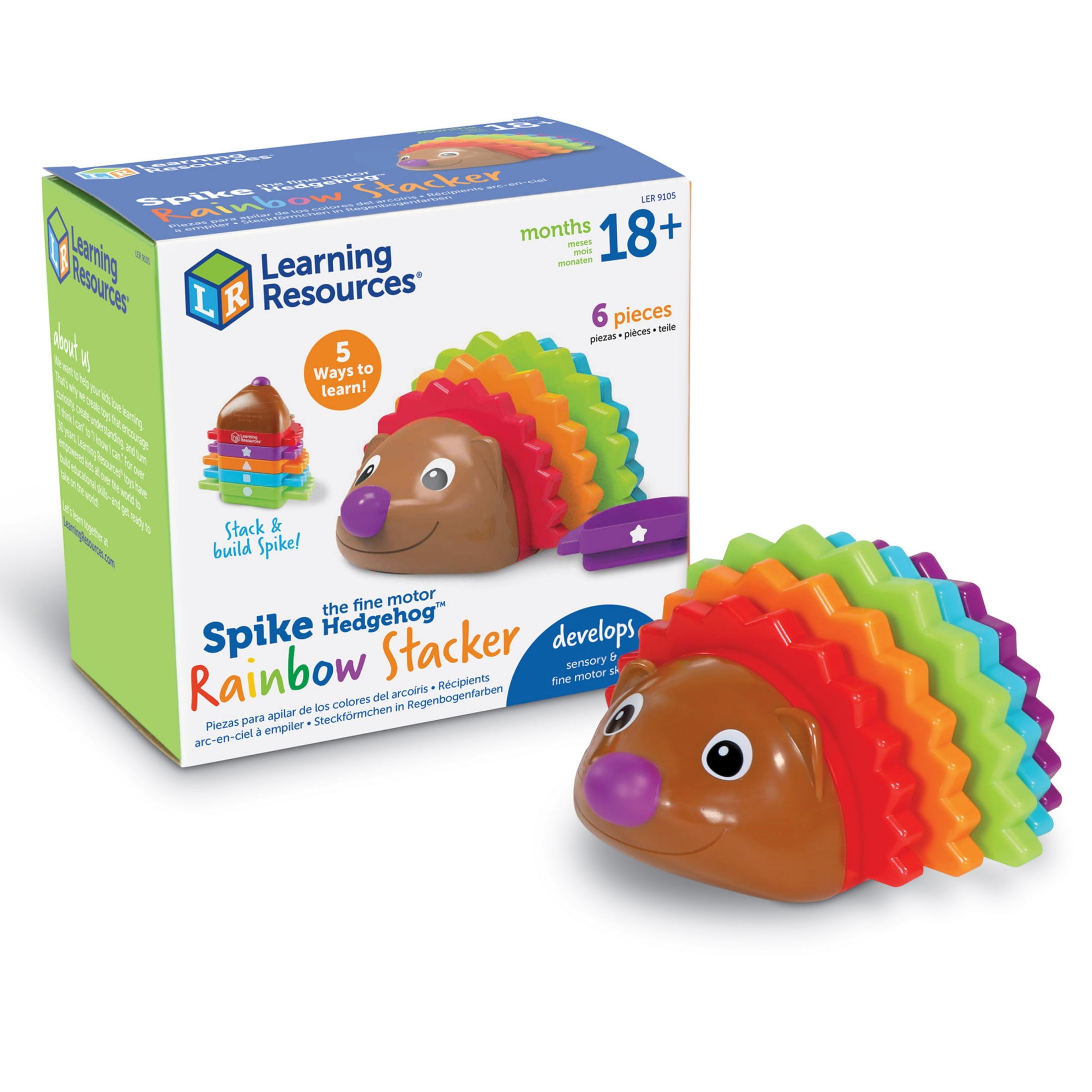 Learning Resources Spike the Fine Motor Hedgehog Rainbow Stackers Preschool Toys For Boys and Girls Ages 18 months