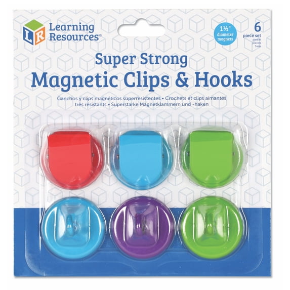 Learning Resources Super Strong Magnetic Hooks & Clips, Classroom Supplies