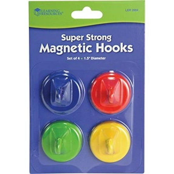 Learning Resources LRNLER2694 Super Strong Magnetic Hooks Set, Red & Blue & Green & Yellow - Pack of 4
