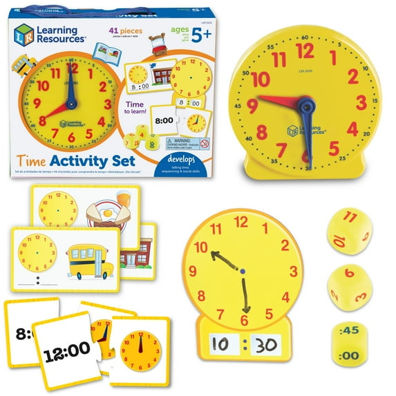 Learning Resources Time Activity Set Time Clock Time Cards About Time, Ages 5+